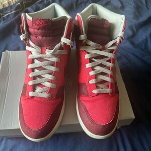 Nike Red and Gray High-Top Sneakers